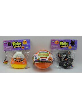 Crazy Fun Halloween TeeBee Squishy Dumpling Lot 3 Candy Corn Pumpkin Black Cat